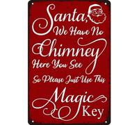 AimQurt Santa,We Have No Chimney Here You See so Please Just Use This Magic Key Vintage Metal Tin Sign Retro Wall Decor of Farmhouse Christmas Decor Poster Gifts Cafes Bar Club 8""×12"", style-6