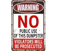 AimQurt Street Warning Metal Tin Sign Warning No Public Use of Dumpster Decal Violators Prosecuted Sign Courtyard Decoration Office Sign Outdoor Safety Sign Wall Decor 5.5""x8"", style-10