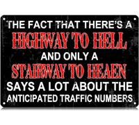 AimQurt The Fact That There's A Highway to Hell Metal Signs Funny Vintage Tin Sign Wall Art Decor Iron Poster for Home Farmhouse Bar Cafe Pub Garage Man Cave Gifts 8""x12"", style-7