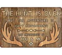 AimQurt The Hunt Is Over Tin Sign But The Adventure Is Just Beginning You And Me Funny Vintage Deer Horn Metal Signs Valentine's Day Wall Decor Poster For Living Room Home Club Pub 5.5""x8"", style-7