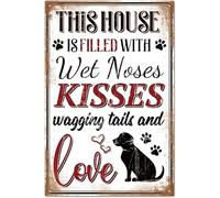 AimQurt This House is Filled with Wet Noses Kisses Wagging Tails and Love Vintage Metal Tin Sign Plaque Poster Retro Metal Wall Decorative Tin Painting Signs for Home Pet Shop 8""x12"", style-2