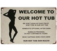 AimQurt Tin Metal Sign - Welcome to Our Hot Tub Rules - 12x16inch Retro Style - Home, Office, Bar, Restaurant, Cafe, Pubs, Hotel, Club