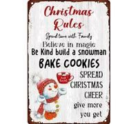AimQurt Vintage Christmas Rules Metal Tin Sign Spend Time with Fawily Believe in Magic Be Kind Build a Snowman For Home Farmhouse Wall Decor Accessories Poster Gifts 8""×12"", style-8