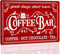 AimQurt Vintage Coffee Bar Sign 8x12 Inch Tin Wall Decor