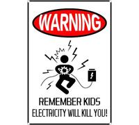 AimQurt Vintage Remember Kids Electricity Will Kill You Warning Metal Tin Sign for Home Coffee Man Cave Garage Pub Wall Decor Accessories Poster Gifts 5.5""x8"", style-6