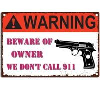 AimQurt Vintage Tin Sign Warning Beware of Owner We Dont Call 911 Retro Metal Vintage Wall Art for Outdoor Home Decor Room Door Accessories Poster Gifts Living Room Yard 5.5""x8"", style-1
