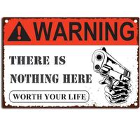 AimQurt Vintage Tin Sign Warning There is Nothing Here Worth Your Life Retro Metal Vintage Wall Art for Outdoor Home Decor Room Door Accessories Gifts Bars Restaurants Cafes Yard 8""x12"", style-6