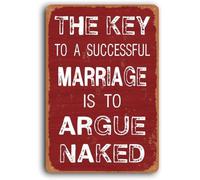 AimQurt Wall Art Decor Tin Sign, The Key to a Successful Marriage Is to Argue Naked Metal Sign for Funny Couples Gifts Home Decor Room Door Accessories Bedroom Living Room 5.5""×8"", style-6