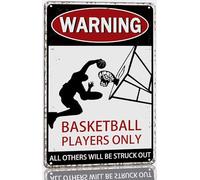 AimQurt Warning Basketball Players Only All Others Will Be Struck Out Metal Tin Sign Vintage Basketball Poster Plaque Signs Gifts for Boys Room Home Wall Decor 8""x12"", style-7