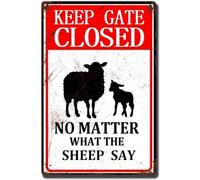 AimQurt Warning Cow Outdoor Keep The Gate Closed No Matter What The Sheep Says Tin Sign Funny Caution Sign Farmhouse Barn Metal for Fence Wall House Gate Plaque Vintage Signs 12""x16""