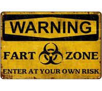AimQurt Warning Fart Zone Enter at Your Own Risk Sign, Tin, Decorative Sign, Humorous Style, UV Protected, Weatherproof, Easy to Install, 5.5"8"
