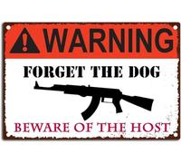 AimQurt Warning Forget The Dog Beware Of The Host Gun Tin Sign, Beware Sign for Home Gun Owner Sign, Security Outdoor Yard Sign, Warning Dog Sign for Business Farm Fence 8""x12"", style-10