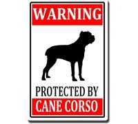 AimQurt Warning Protected By Pit Bull Beware of Dog Warning Metal Aluminum Tin Sign Cane Corso Accessories, Home Decor Room Door Accessories Yard Signs Tin Painting 5.5""x8""