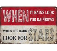 AimQurt When It Rains Look For Rainbows When It's Dark Look For Stars Inspirational Quote Metal Tin Sign for Home Decor Room Door Accessories Wall Art Poster Gifts Cafes Bar Club 8""x12"", style-10
