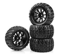 AIMROCK 12mm Hex RC Wheels & Tires Pre-glued 2.8 Tires Wheels for 1/10 Traxxas Rustler Stampede Hoss 2WD 4x4 VXL Redcat Volcano EPX Pro S30 Blackout XTE Monster Truck, 4-Pack