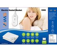 AIMS Electric Blanket KING Heated Under Bed Comfort Detachable DUAL Controller with 3 Heat Settings, Polyester, White Super Cosy Washable Fleece Heated Blanket Throws Pad, Coverlet, mantle