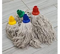 AIMS Socket Push 6Pcs Plastic TWINE Cotton Mop Head Jumbo Large Mop Thick Absorbent Yarn For Everyday Home Work Commercial Mop Heads for Heavy Duty long lasting (Large 6pk Oz-16 350g)