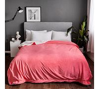 AIMS Teddy Sherpa Lush Super Soft (Pink) Blanket Faux Fur Shaggy Blanket with Crystal Solid Fleece at back Cosy Fluffy Fuzzy Throws for Sofa Couch & Bed Décor Double ply (Double 150x200cm, Pink)