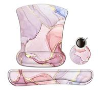 AIMSA Ergonomic Keyboard Wrist Rest and Mouse Pad with Wrist Support Set, Memory Foam Non-Slip Rubber Base, for Home, Office, Easy Typing, Pain Relief, Pink Purple Marble