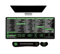 AIMSA Excel Shortcuts Cheat Sheet Mouse Pad, Large Keyboard Shortcut Keys Desk Mat+ Mouse Pad with Wrist Rest+ Keyboard Wrist Rest Support+ Coaster, Ergonomic Multifunctional Mousepad