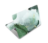 AIMSA Laptop Skin Sticker Decal, 12 13 13.3 14 15 15.4 15.6 inch Laptop Art Decal Protector Notebook Netbook PC 15.6" Universal Vinyl Cover, White Green Gold Marble