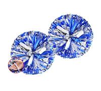 Aimto Pom Poms Cheerleading with a White Handle for Sports Party Dance Team Accessories Cheering Squad Spirit (2 Pack Blue Silver).