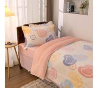 Aimuan Plush Comforter Sets Fluffy Quilt Set Cute Heart Pattern Decorative Quilted Girls Bedding Set Full