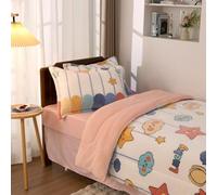 Aimuan Plush Comforter Sets Fluffy Quilt Set Cute Rainbow Pattern Decorative Quilted Girls Bedding Set Full