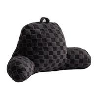 Aimuan Reading Pillow Checkered Bed Rest Wedge Backrest Checkerboard Pillow with Arms Back Support for Sitting Up in Bed Cushion Incline Rest Sleeping Snoring Pillow (Dark Grey,Large)