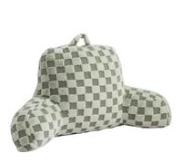 Aimuan Reading Pillow Checkered Bed Rest Wedge Backrest Checkerboard Pillow with Arms Back Support for Sitting Up in Bed Cushion Incline Rest Sleeping Snoring Pillow, Light Green Large