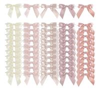AIMUDI 5 Colors Dusty Rose Twist Tie Bows 3.5" Premade Satin Ribbon Bows for Gift Wrapping Pre-Tied Rose Pink Bows for Crafts, Wedding Decor, Baby Shower, Birthday, Bridal Shower Favors - 50 Counts