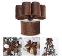 AIMUDI Brown Velvet Wired 2.5 Inch Christmas Ribbon - 10 Yards Chocolate Brown Velvet for Trees, Wreaths, Swags, Gift Wrapping, Garland, Holiday Crafts, Topper Bows