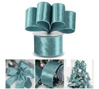 AIMUDI Dusty Blue Velvet Wired Ribbon 2.5 Inch for Christmas Tree, Wreaths, Swags, Gift Wrapping, Garland, Holiday Crafts, Topper Bows - 10 Yards