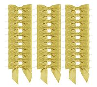 AIMUDI Gold Satin Ribbon Twist Tie Bows 3.5" Pre-Tie Wreath Bows Premade Gold Gift Bows for Treat Bags Cake Pop Crafts Wedding Favors Goodie Bags Christmas Tree Baby Shower - 50 Counts