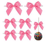 AIMUDI Hot Pink Satin Bows 2" Satin Bow for Gift Wrapping Small Bows with Twist Ties Premade Ribbon Bow for Crafts Cake Pop Treat Bags Wedding Bridal Shower Birthday Party Decoration, 50 PCs