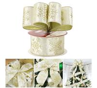AIMUDI Ivory Velvet Ribbon Wired 2.5 Inch Glitter Snowflake Wired Ribbon for Wreaths, Christmas Tree, Gift Wrapping, Garland, Holiday Crafts, Topper Bows - 10 Yards