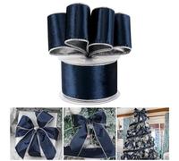 AIMUDI Navy Velvet Ribbon - Wired 2.5 Inch Navy Blue for Wreaths, Christmas Tree, Gift Wrapping, Garland, Holiday Crafts - 10 Yards
