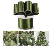 AIMUDI Olive Green Velvet Wired Ribbon 2.5 Inch Green Christmas Ribbon Wired Dark Moss Green Ribbon for Christmas Tree, Wreaths, Swags, Gift Wrapping, Garland, Holiday Crafts, Topper Bows - 10 Yards