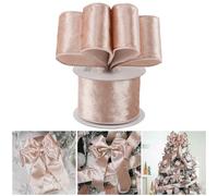 AIMUDI Rose Gold Velvet Wired Ribbon - 2.5 Inch Pink Christmas Ribbon for Tree, Wreaths, Swags, Gift Wrapping, Garland, Holiday Crafts, Topper Bows - 10 Yards
