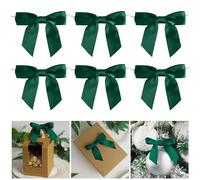 AIMUDI Satin Ribbon Bows with Twist Ties for Crafts, Christmas, Wedding Decor - Hunter Green, 3.5" - 50 PCs