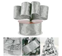 AIMUDI Silver Velvet Ribbon Wired 2.5 Inch Glitter Snowflake Wired Ribbon for Wreaths, Christmas Tree, Gift Wrapping, Garland, Holiday Crafts, Topper Bows - 10 Yards