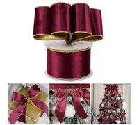 AIMUDI Velvet Burgundy Wired 2.5 Inch Ribbon for Wreaths, Christmas Tree, Gift Wrapping, Garland, Holiday Crafts, Topper Bows - 10 Yards