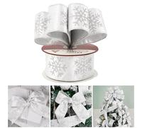 AIMUDI White Christmas Velvet Ribbon Wired 2.5 Inch Silver Glitter Snowflake Wired Ribbon for Wreaths, Christmas Tree, Gift Wrapping, Garland, Holiday Crafts, Topper Bows - 10 Yards