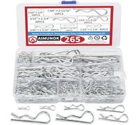 AIMUNOK 265pcs R Shaped Spring Cotter Pins Fastener Assortment Kit, 7 Sizes, Metal Heavy Duty Zinc Plated Steel Hair Pin Set, Fastener Set for Automotive Marine Tractors Mower Carts