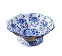 Aimusego Ceramic Fruit Basket Bowl for Kitchen Countertop Storage, Large Blue and White Salad Bowls, Dessert Bowls, Decor Centerpiece for Kitchen Counter or Dining Room Tables