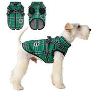 Aimydog - Dog Coat with Built-In Harness, Waterproof and Reflective Fleece Padded Winter Jacket for Small and Medium Dogs, Green, S