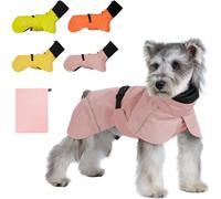AIMYDOG Dog Raincoat, Waterproof Dog Rain Jacket with Calming Hood, Adjustable Lightweight Dog Rain Coat with Zipper Leash Hole and Reflective Strip for Small Medium Dogs Puppies(Pink, XXL)