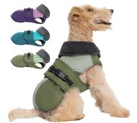 Aimydog Dog Winter Coat - Adjustable Snow Jacket with Zippered Leash Hole, High Collar Cozy Dog Winter Clothes, Green, S-2XL