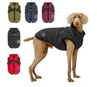AIMYDOG Dog Winter Coat, Warm Jacket Reflective Fleece Vest with Harness, Waterproof Windproof Snow Jacket with Zipper for Small Medium Dogs, Black XL