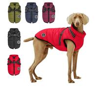 AIMYDOG Warm Dog Winter Coat Cozy Waterproof Windproof Dog Outdoor Jacket, Adjustable Pet Vest with Harness & D Rings, Thick Polar Fleece Lining, Reflective Dog Apparel for Small Medium Large Dogs